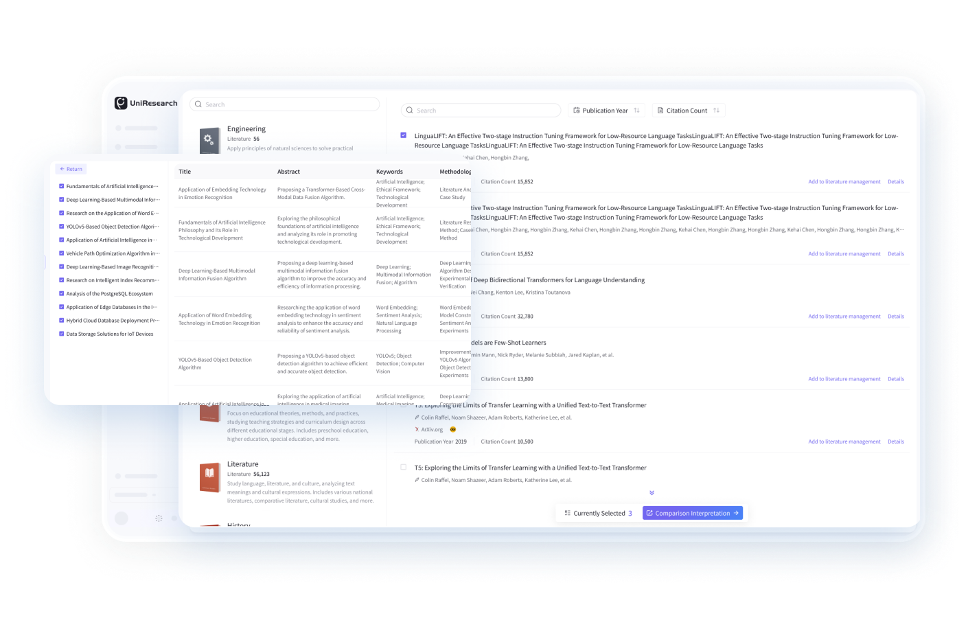 Massive Literature Database feature screenshot